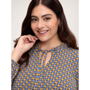 Fiorella Rubino - T-shirt con stampa e fiocco - Blu
