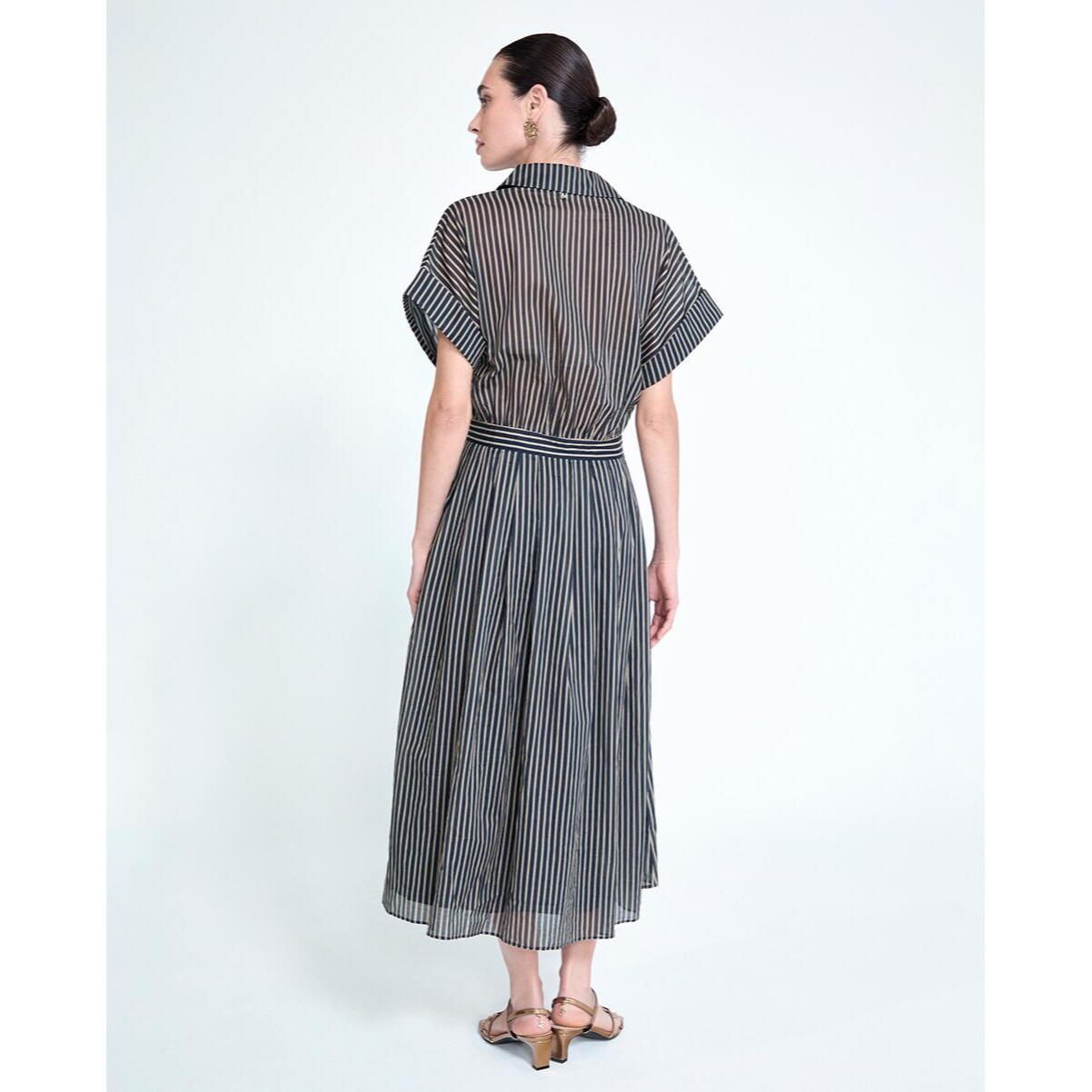 abito camicia a righe con cintura