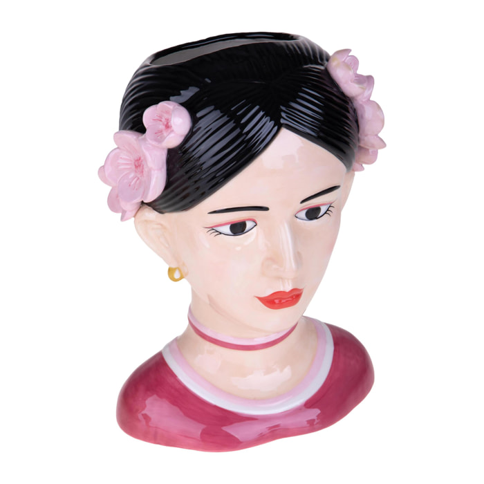 Vaso Donna - Pezzi 1 - Colore: Rosa/Nero - 20,6xH28,6x17,6cm - Bianchi Dino -