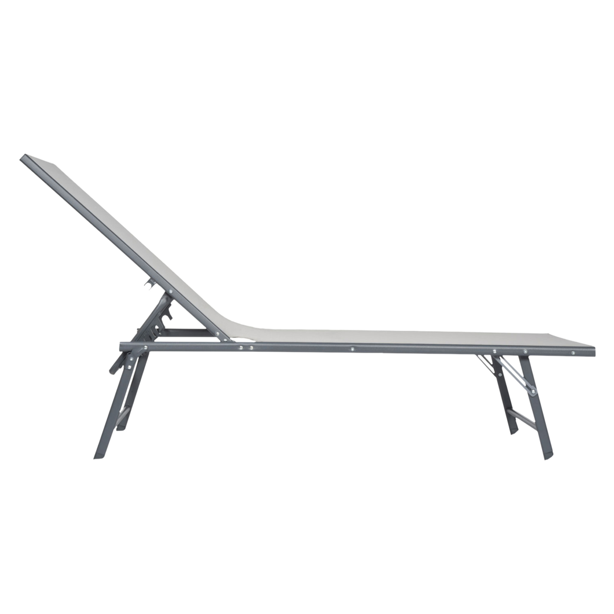 Lot de 2 bains de soleil pliants SICILIA en textilène gris - structure anthracite