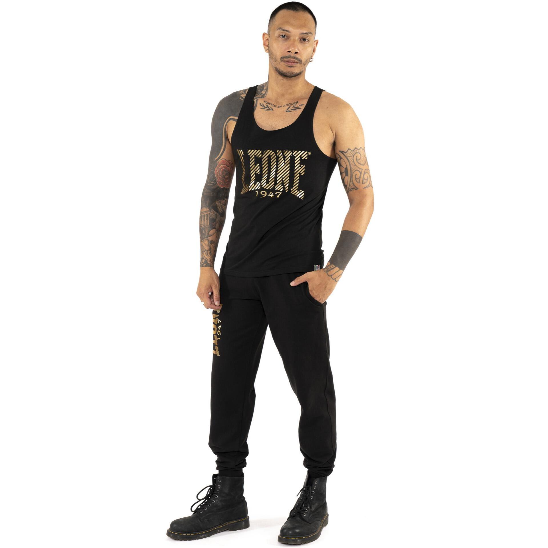 Canotta da uomo in cotone elasticizzato Leone Stripe Gold