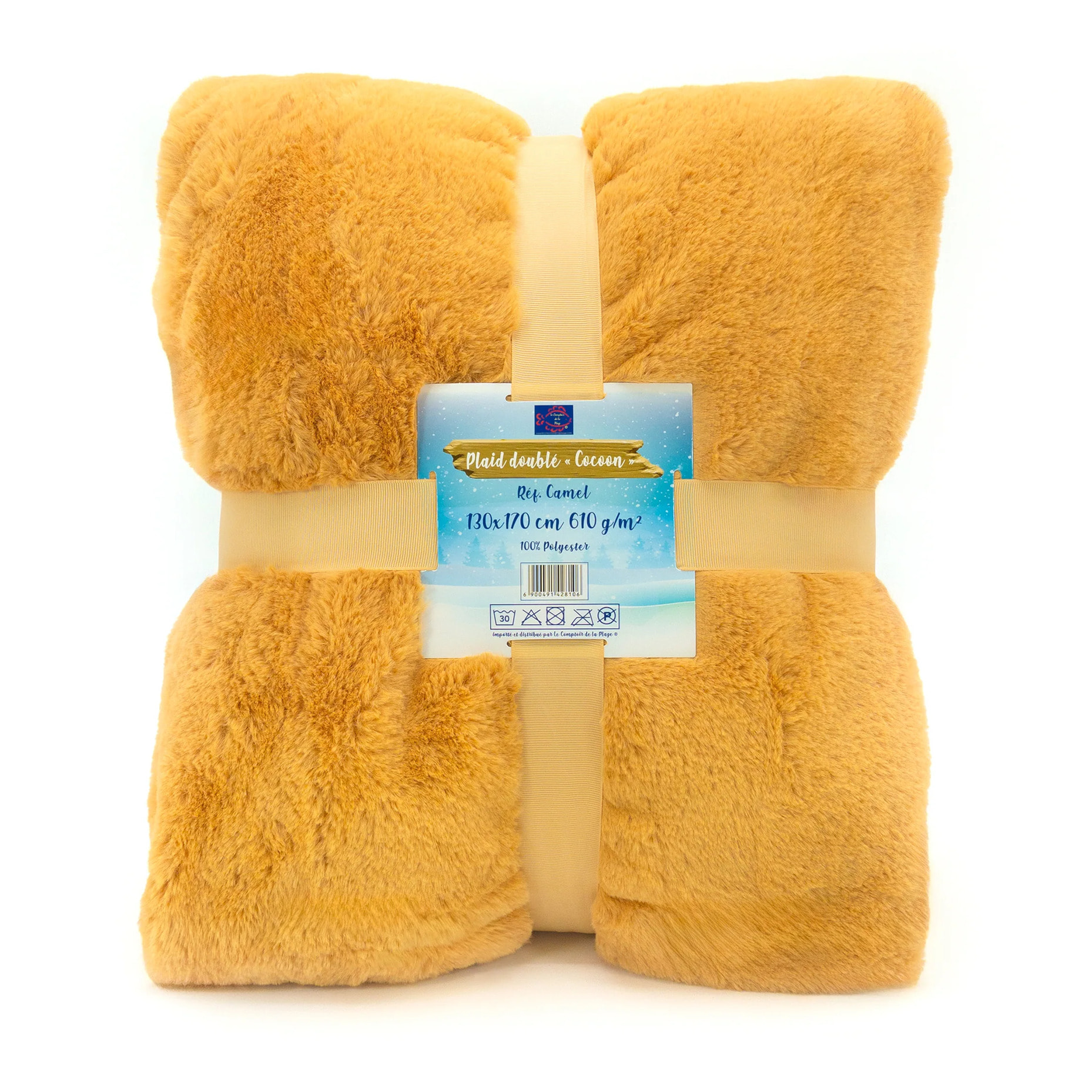 Plaid imitation "Lapin" - Cocoon Camel - 130x170cm - 610g/m²