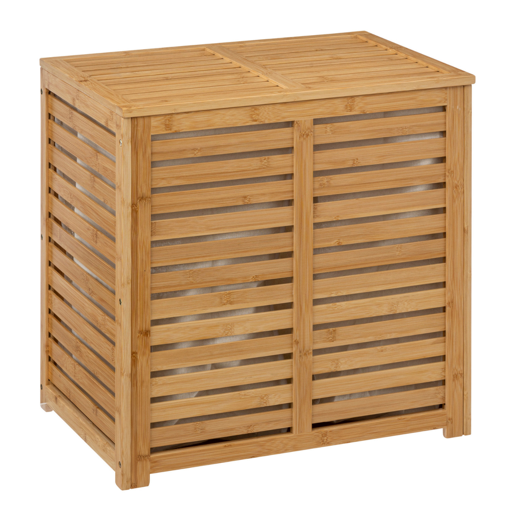 Panier à linge double 100 litres - Naturel