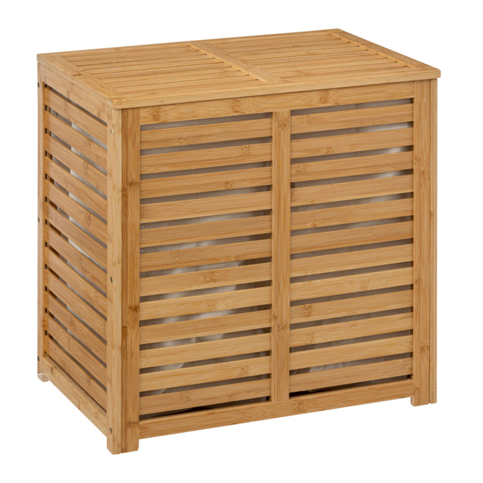 Panier à linge double 100 litres - Naturel