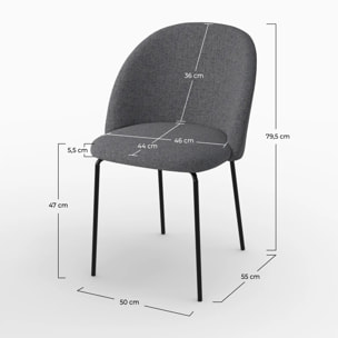 Lot de 2 chaises en tissu chiné gris foncé - Karl
