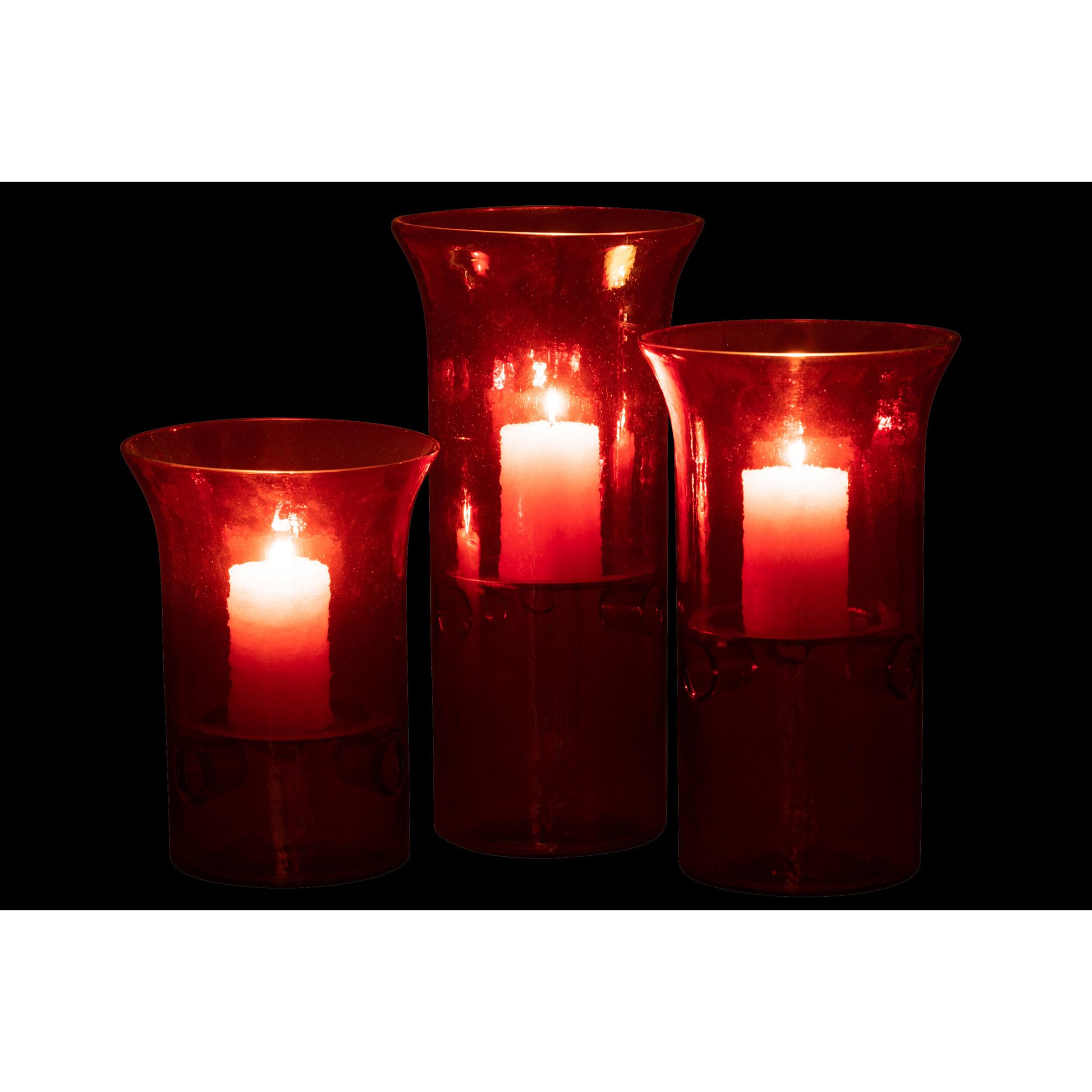 J-Line photophore Bord - verre/métal - rouge - set van 3