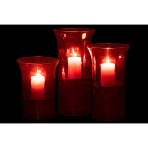 J-Line photophore Bord - verre/métal - rouge - set van 3