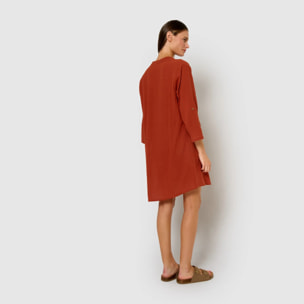 Vestido corto algodón liso caldera