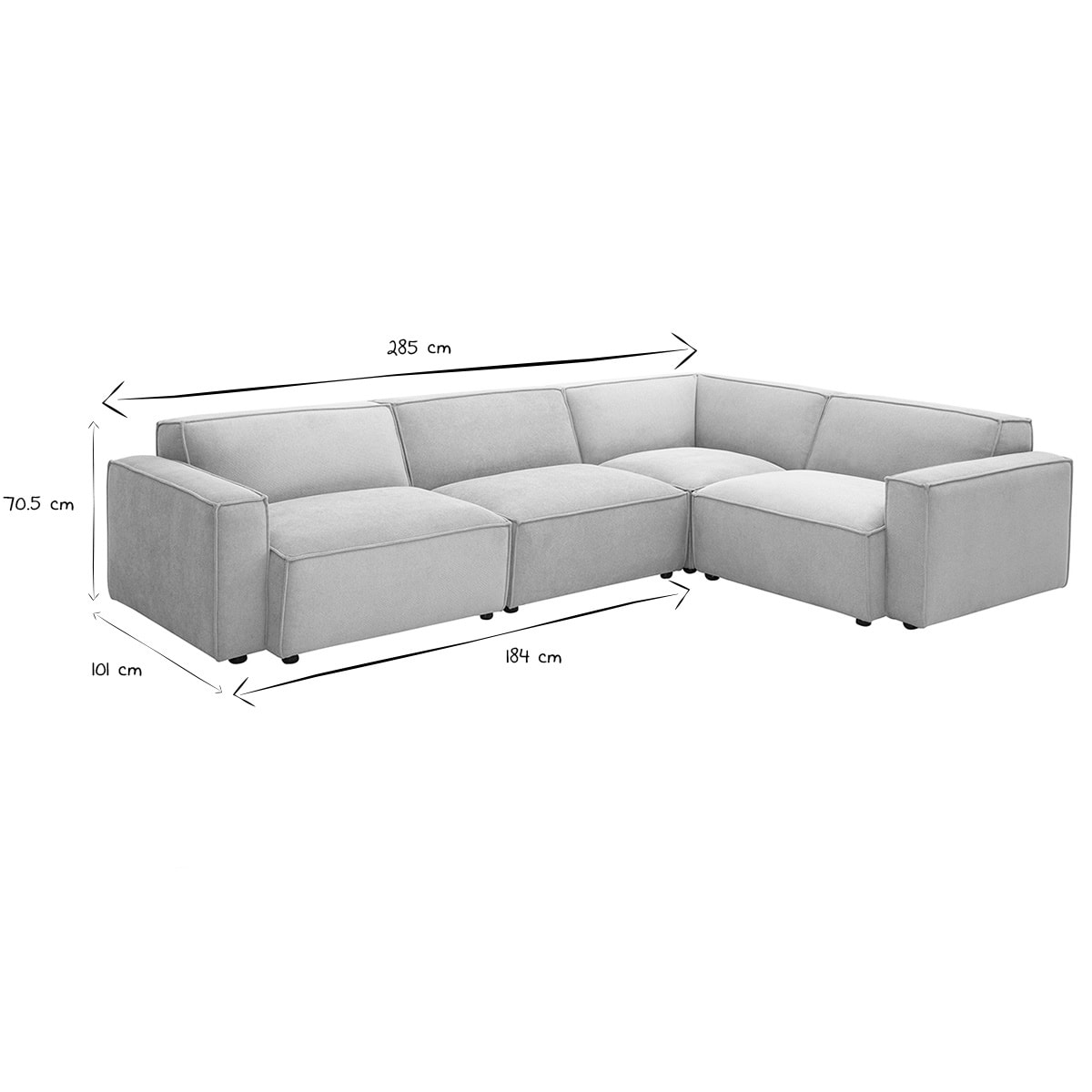Canapé d'angle modulable 5 places en tissu effet velours texturé beige SPLIT