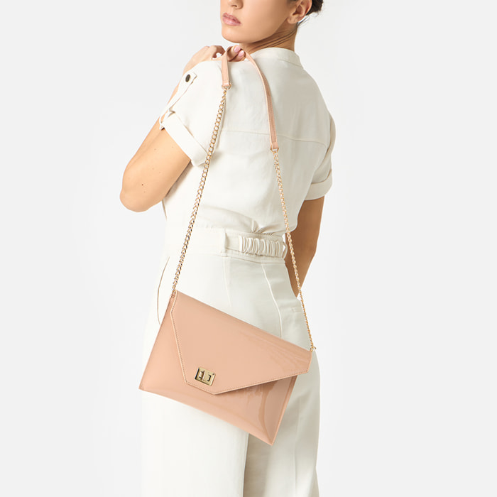 Pochette donna nude in vernice