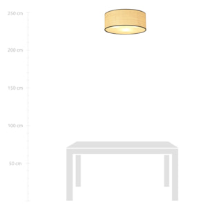 Lampada a sospensione ASTON in acciaio e rattan naturale