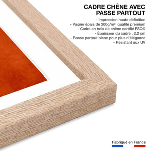 Affiche illustration ""Chaleur rouge"" Affiche + cadre en bois - Chêne