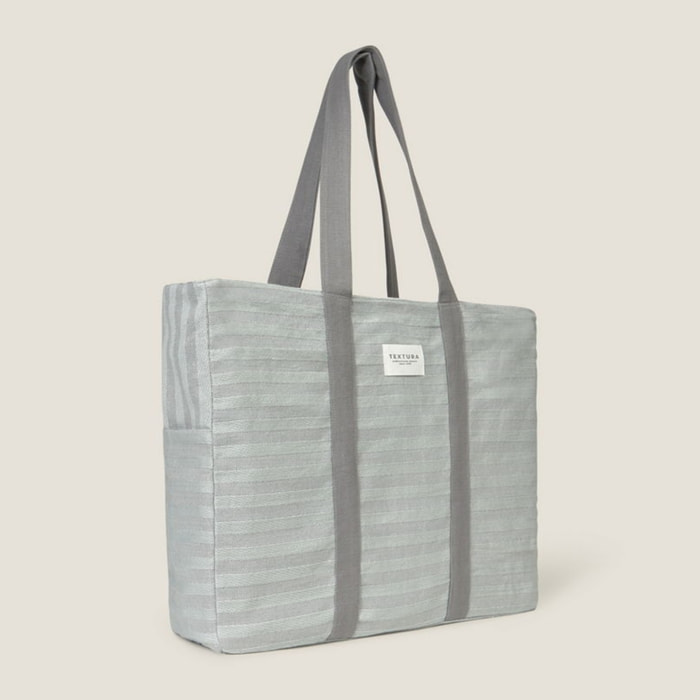 Bolso de playa de algodón con rayas Luribol color gris 100% Algodón