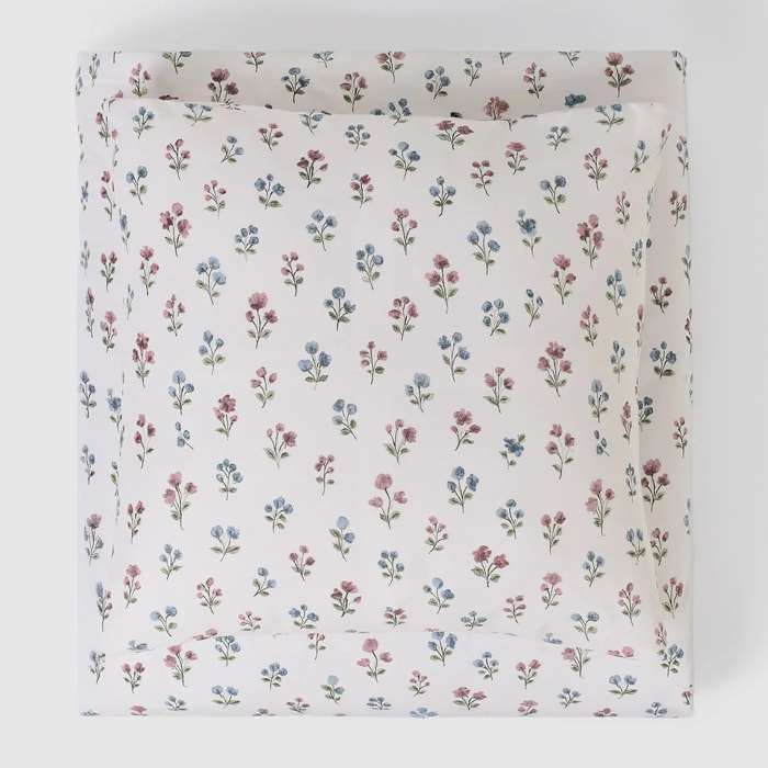 Funda nórdica de algodón jazmín verde seco/burdeos