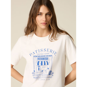 Oltre - Camiseta de algodón con estampado - Blanco