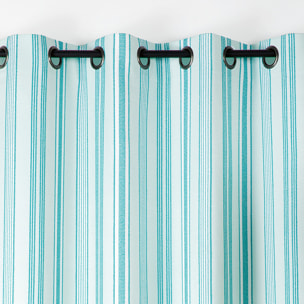 Rideau extérieur déperlant rayé - Turquoise
