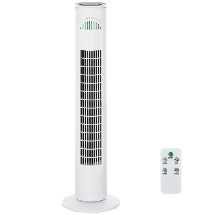 HOMCOM Ventilateur colonne tour oscillant 45 W silencieux télécommande incluse minuterie 3 modes 3 vitesses blanc