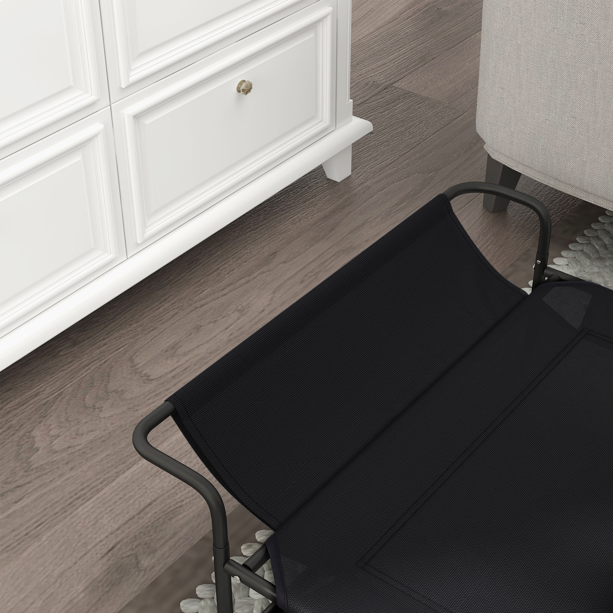 Cama Elevada para Perros, Refrescante y Transpirable, Cama para Perros Pequeños, 91x69x29 cm, Malla de Textilene, Reposacabezas Inclinado, Marco de Metal, para Interior, Exterior, Negro