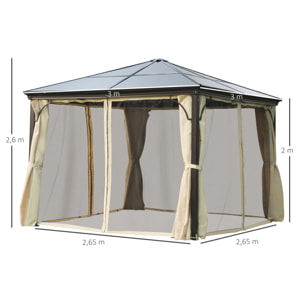 Pavillon de jardin 3L x 3l x 2,6H m chocolat beige