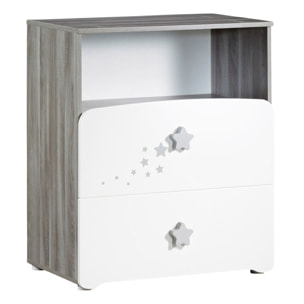 Chambre duo lit et Commode et une niche en bois blanc