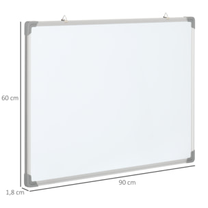 Pizarra Blanca Magnética con Bastidor de Aleación de Aluminio 90x60 cm Pizarra de Borrado en Seco con Borrador 4 Rotuladores y 10 Imanes para Oficina Hogar