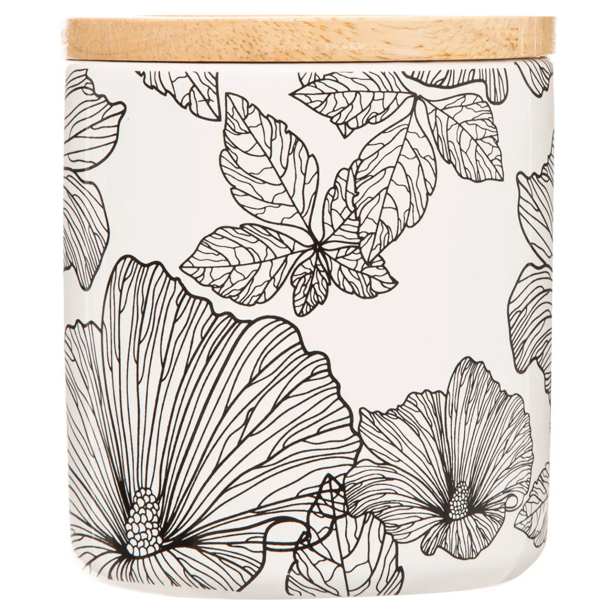 Pot à cotons "BlackFlora" noir et blanc
