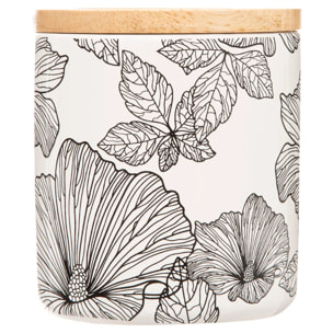 Pot à cotons "BlackFlora" noir et blanc