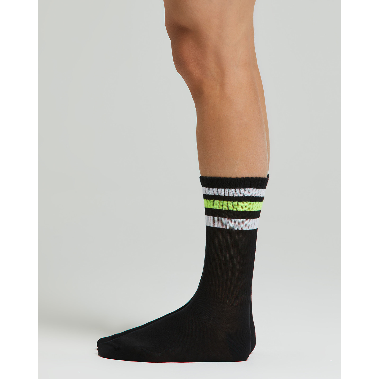 Calza tennis Crew cotone con righe fluo