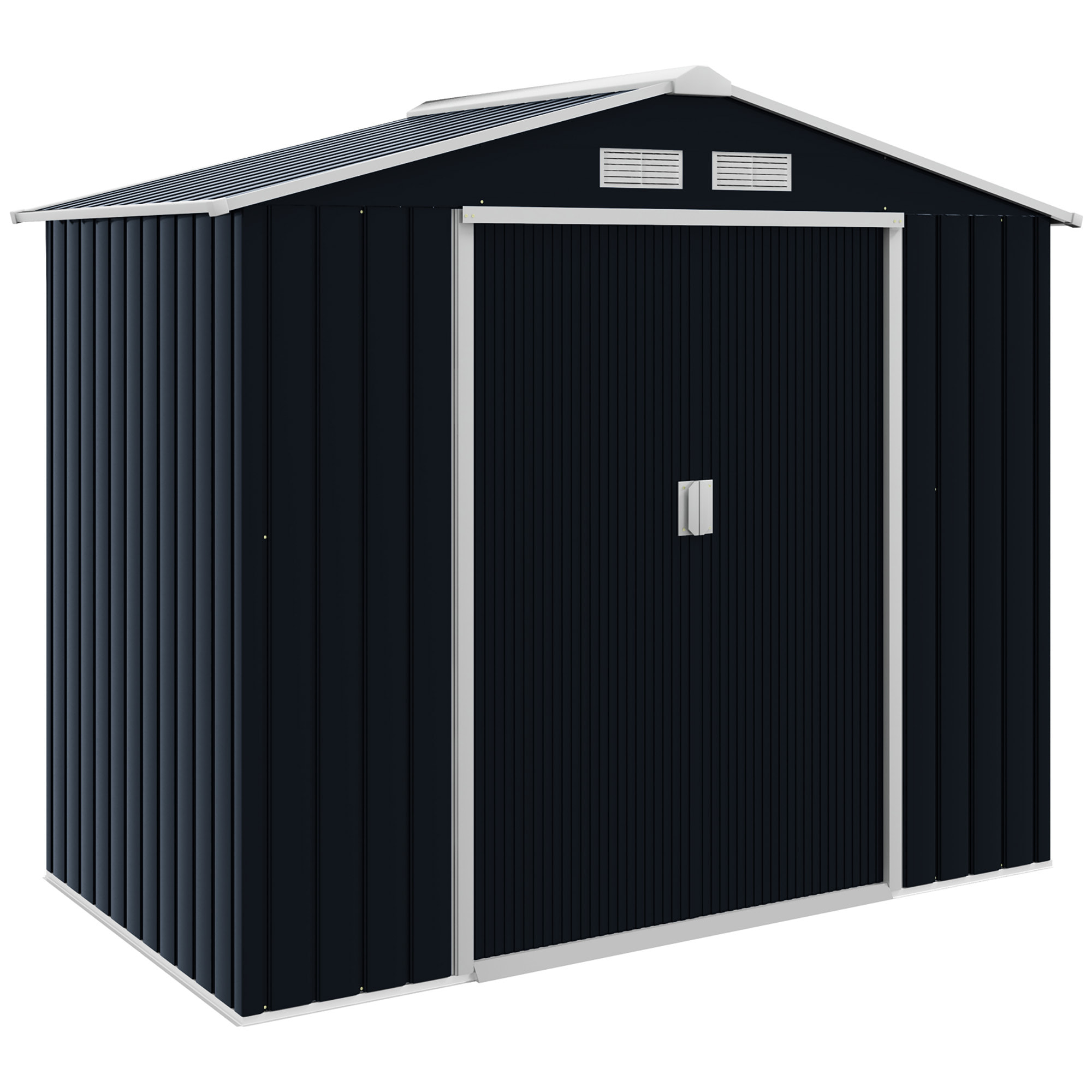 Abri de jardin - remise pour outils - cabanon porte verrouillable - dim. 213L x 130l x 185H cm - tôle d'acier gris