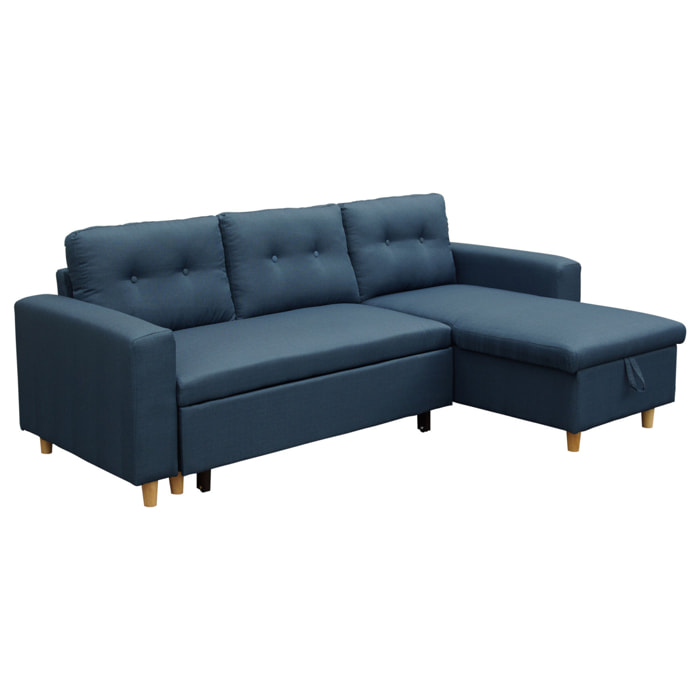 Canapé d'angle convertible WADE 3 places bleu