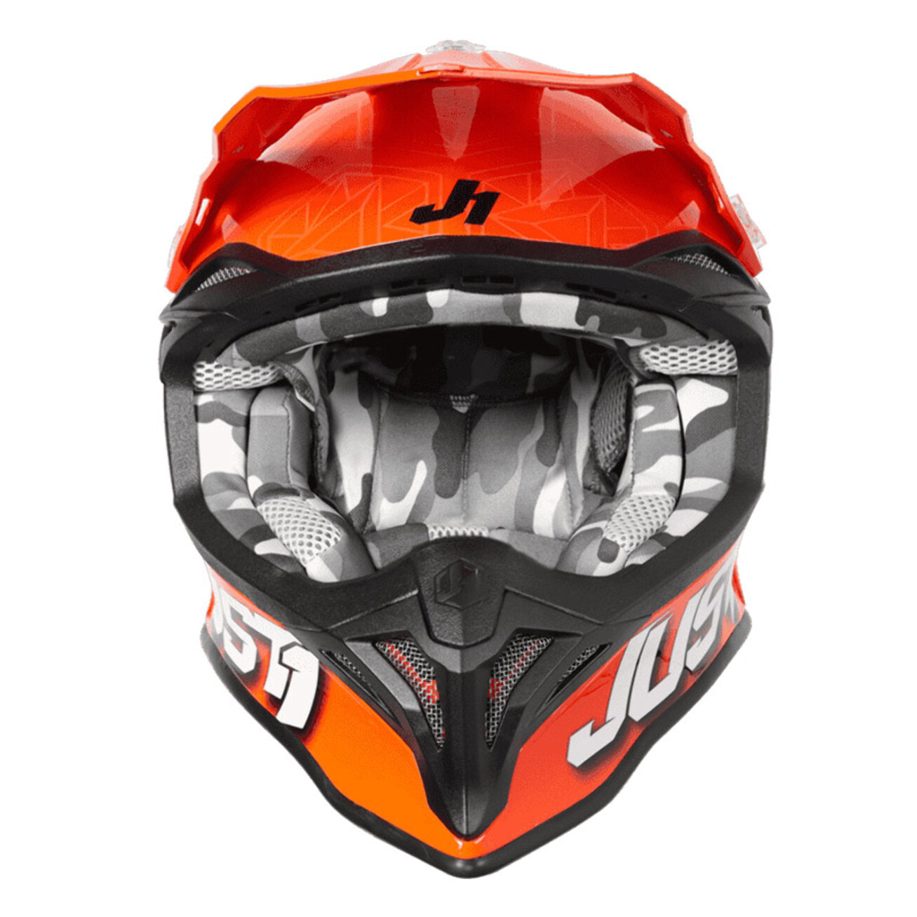 CASCO OFFROAD  J39 KINETIC CAMO GREY RED FLUO ORANGE JUST1