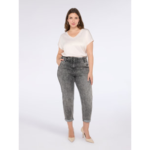 Fiorella Rubino - Camiseta bimatérica con escote en V - Rosa cipria