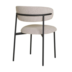 Erica - lot de 2 chaises en tissu bouclette - pieds en acier - Beige