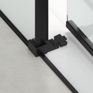 TEX BB Porte de douche 110x195cm coulissante anticalcaire avec profilés noir mat  (SATTEXDBB110CT)