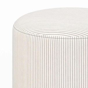 Pouf rond en velours côtelé beige - Lily