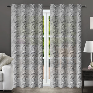 TENDA FOLIAGE GRIGIO/GRIGIO SCURO CON OCCHIELLI 145X290 CM