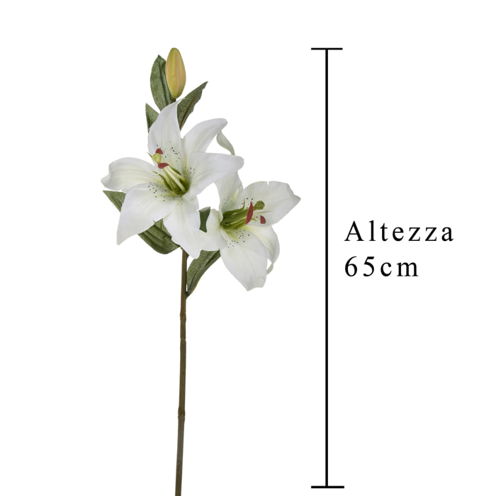 Lilium Composto Da 3 Fiori. Altezza 65 Cm - Pezzi 6 - 17X65X15cm - Colore: Bianco - Bianchi Dino - Fiori Artificiali