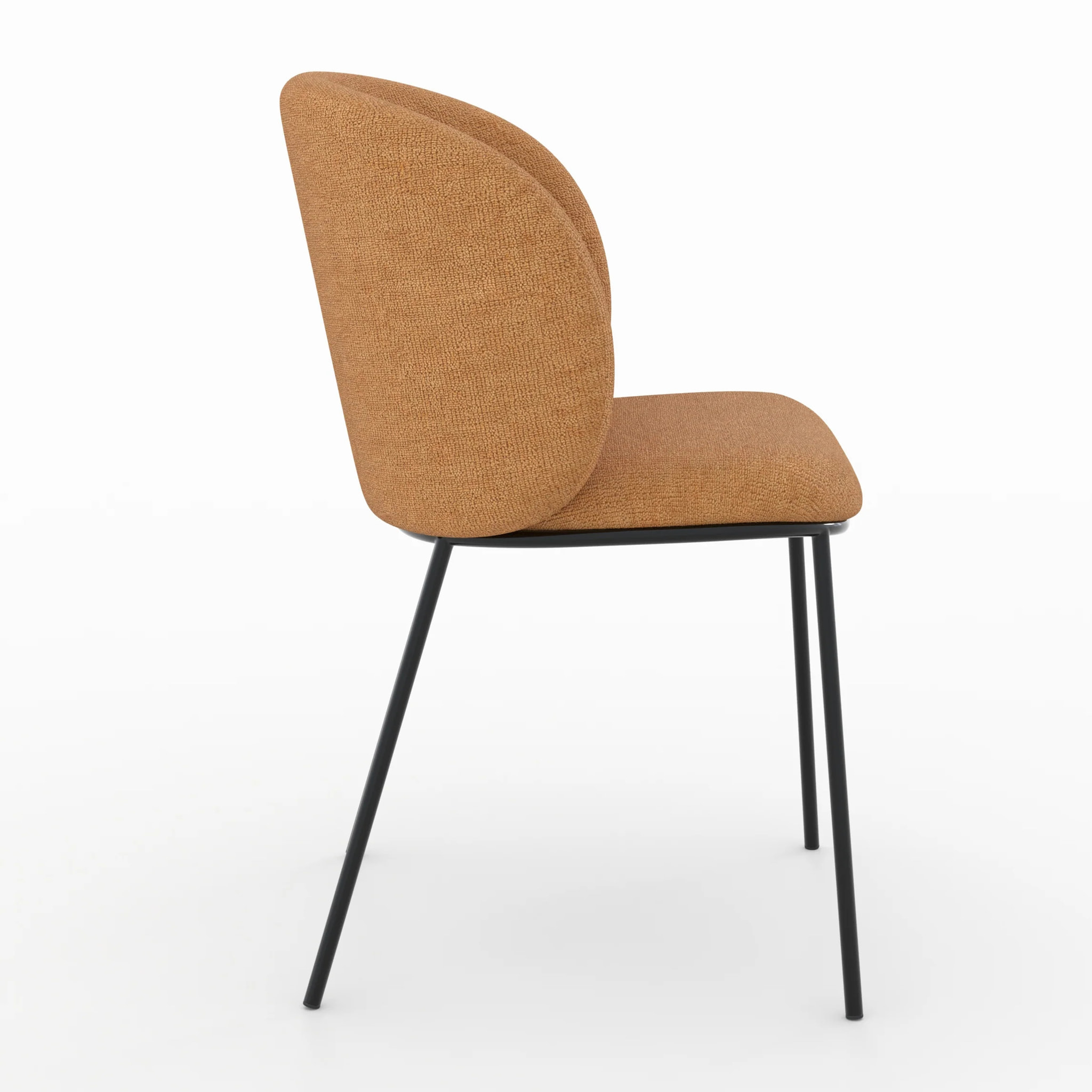 Lot de 2 chaises en tissu jaune moutarde, pieds métal noir - Bulle