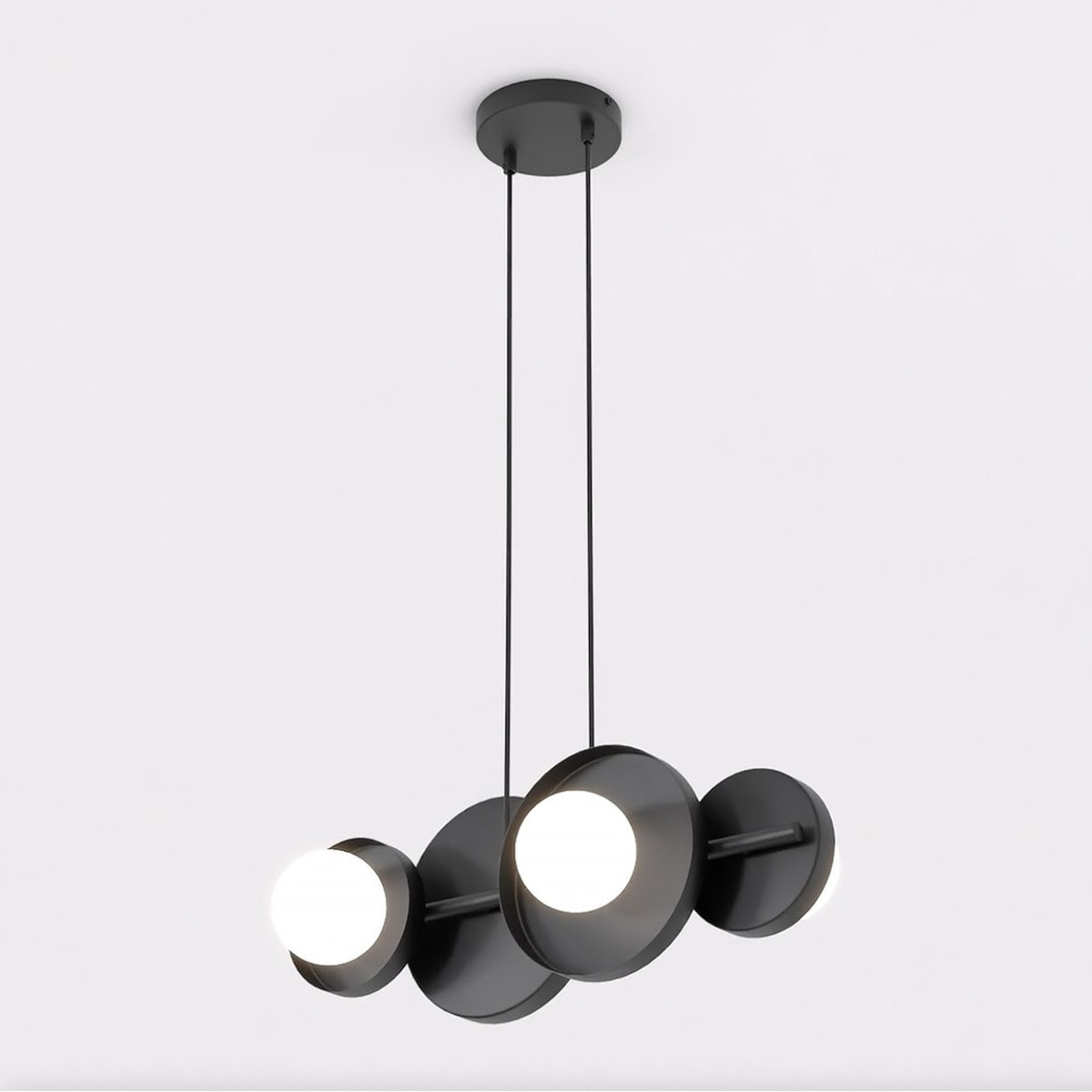 Lampada a sospensione Model in acciaio nero con sfere luminose
