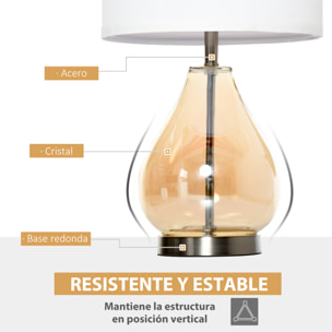 Juego de 2 Lámparas de Mesa Lámparas de Mesita de Noche con Casquillo de Lino E27 Máx. 40W para Salón Dormitorio Ø30x56 cm Blanco