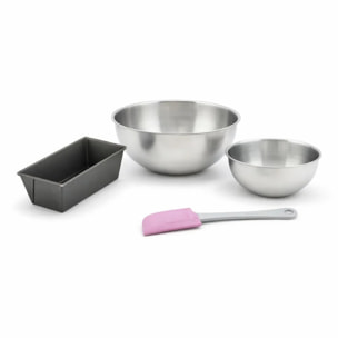 Set pâtisserie avec mini moule à cake, 2 bols à mixer et 1 spatule Zenker