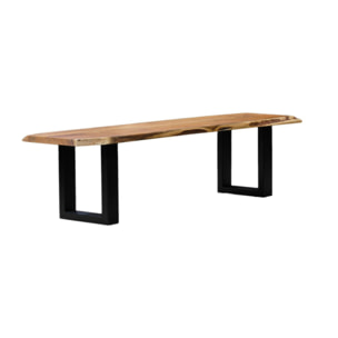 Banc 190 cm en bois d'acacia massif et pieds en métal noir - WOOD