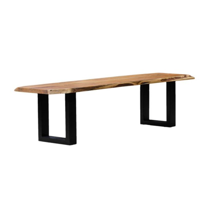 Banc 190 cm en bois d'acacia massif et pieds en métal noir - WOOD