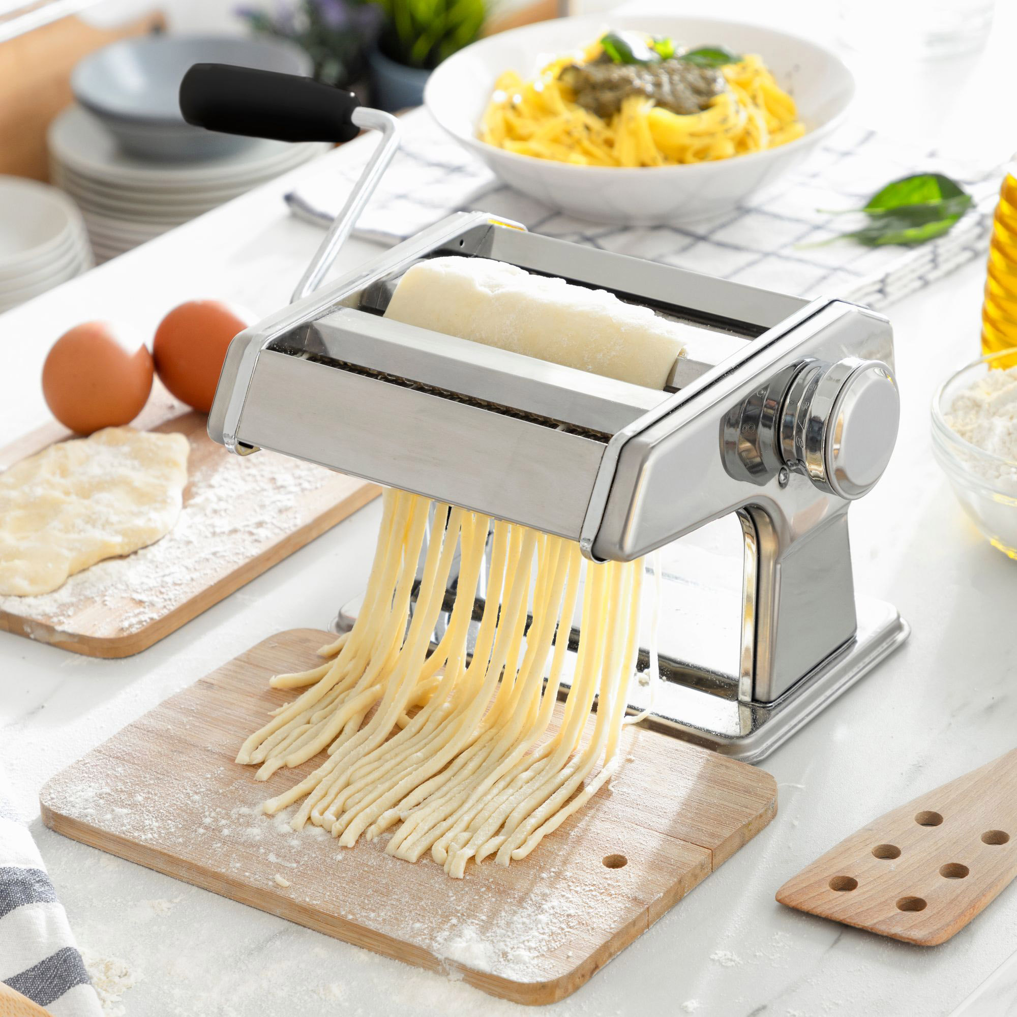 Macchina per fare pasta fresca con ricette frashta innovagoods - argento - 21x13,5x19,5 cm