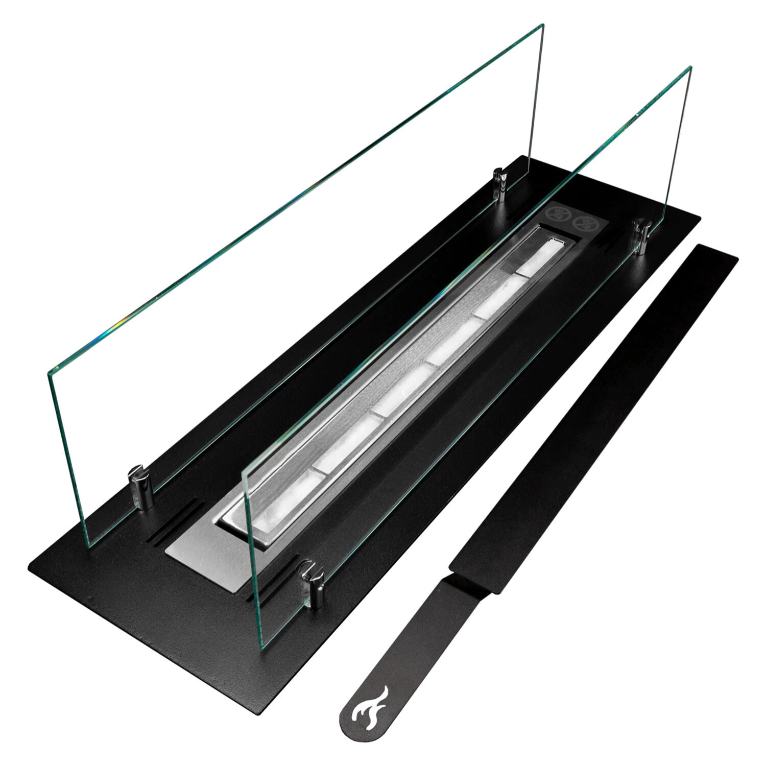 Bruciatore a bioetanolo per camino 0,7 L, in acciaio inox e vetro temperato 64,5 cm