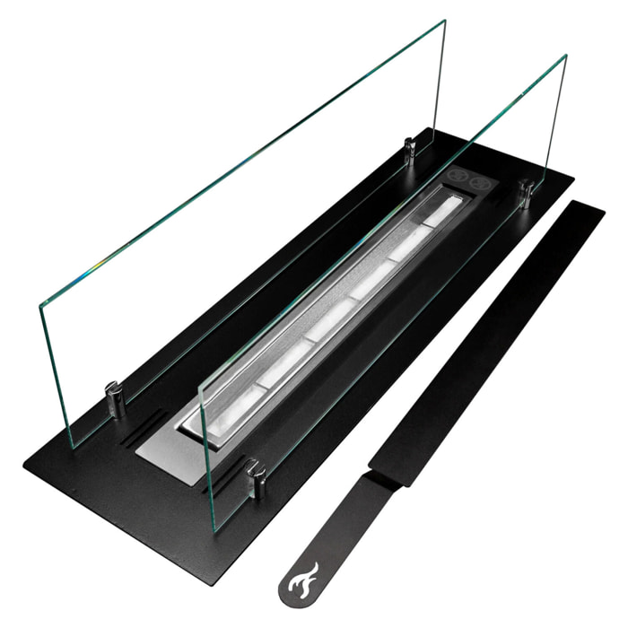 Bruciatore a bioetanolo per camino 0,7 L, in acciaio inox e vetro temperato 64,5 cm