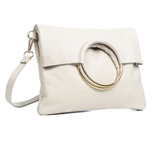 FIRENZE ARTEGIANI Borsa a Spalla da Donna Corinna. Vera Pelle Dollaro Made in Italy 29x5x20 Cm. Beige