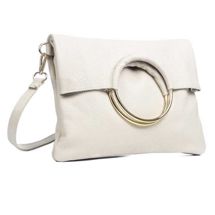 FIRENZE ARTEGIANI Borsa a Spalla da Donna Corinna. Vera Pelle Dollaro Made in Italy 29x5x20 Cm. Beige