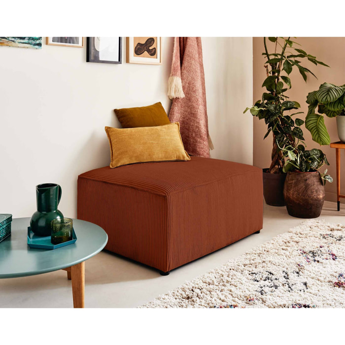 Topaze - pouf - en velours côtelé - Terracotta