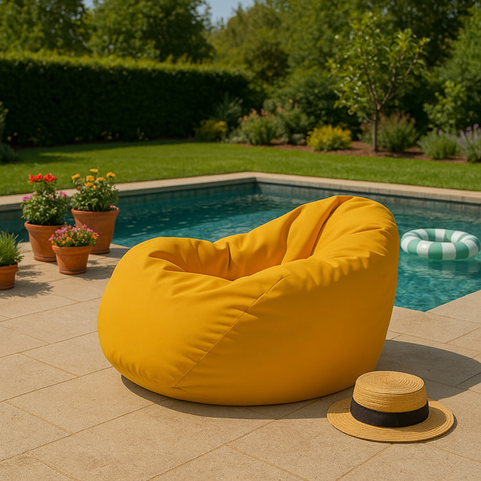 Pouf poire d'extérieur 130x115cm jaune KAYAR